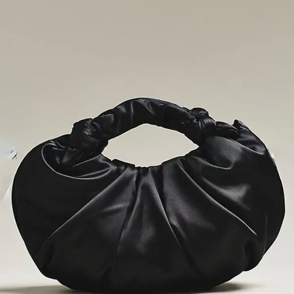 Anthropologie Slouchy Satin Handbag Black NWT - Picture 2 of 8
